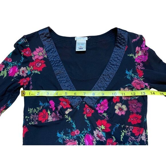 Y2K Old Navy Micro Mesh 3/4 Sleeve Floral Top XS - Picture 5 of 6